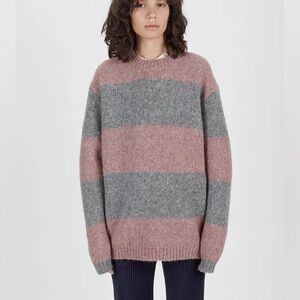 Acne Pink and Gray Striped Sweater